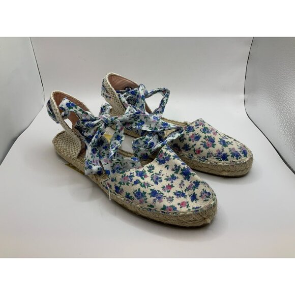 LoveShackFancy x Manebi Valencia Espadrille Blue Jay Song Floral Print, Size 7 - Picture 1 of 7